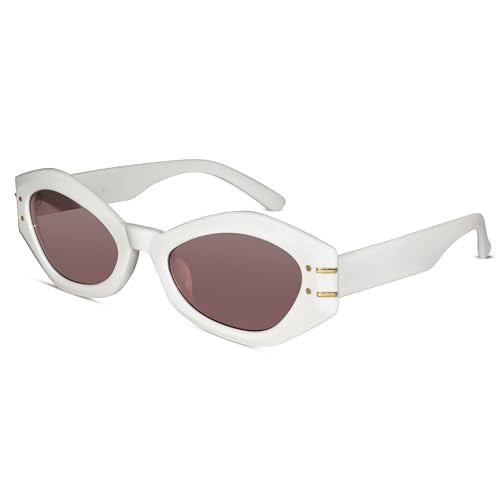 LensKandy Cateye Sunglasses For Women UV Protection | Medium Size | White | LKSGTZ03-WHT