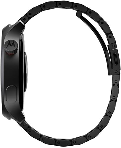 Motorola Moto Watch, 1.4 OLED, AOD, Auto-Brightness, Dual Band GPS, Powered by Polar Smartwatch (Matte Black/Matte Black Band Strap, Free Size)