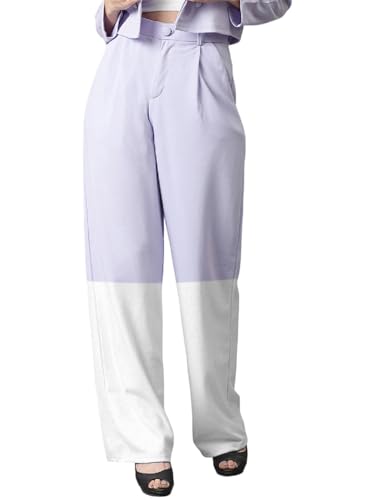 KOTTY Women's Straight Leg High-Rise Stylish Designer Trousers(Multicolor,30)