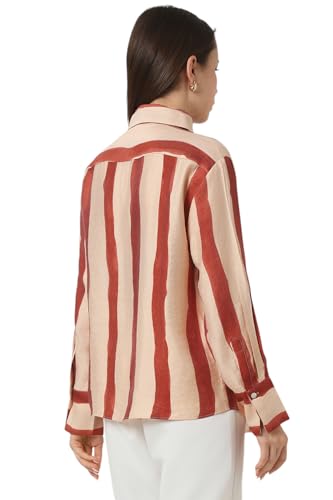 Van Heusen Women Beige Stripe Long Sleeves Casual Shirt