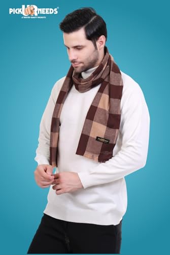 Pick Ur Needs Men's & Women Muffler With Elegant Design Woolen Blend Soft Fabric Stylish For Unisex (Brown)
