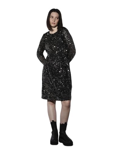 ONLY Women Shimmer Regular Fit Party Black A-line Dress