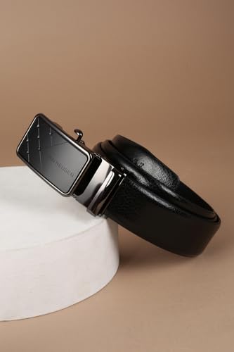 Men Black Textured Formal Belt