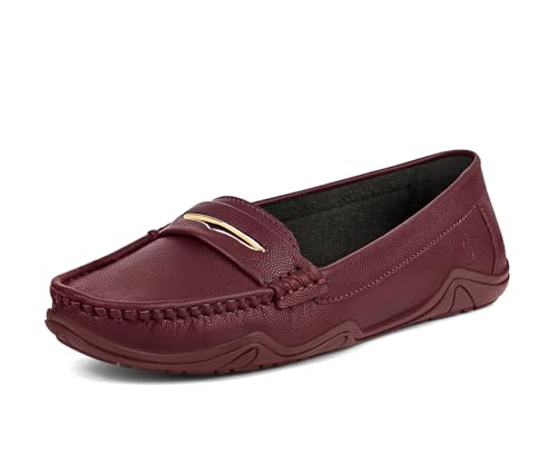 LOUIS STITCH Women’s Premium Rosewood Slip-On Loafers | Elegant Solid Slip-On Comfort Shoes for Casual and Formal Wear | Slip-On Loafer Shoes for Women | LSLD-BLR-HS01 | UK-5