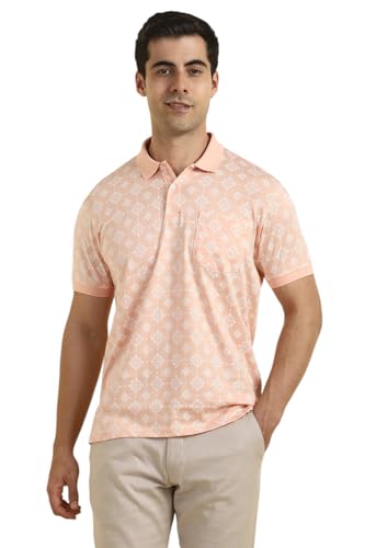 Allen Solly Men Peach Print Polo Neck T-Shirt