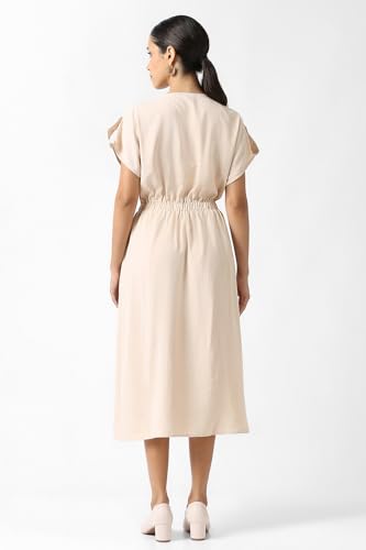 Women Beige Solid Casual Dress