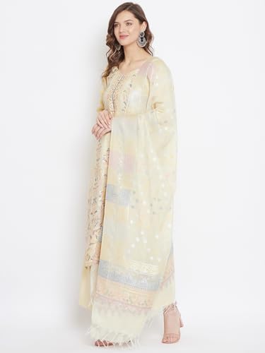 AFSA Organic Cotton Woven Design Women Unstitched Dress Material With Dupatta For Summer Wear