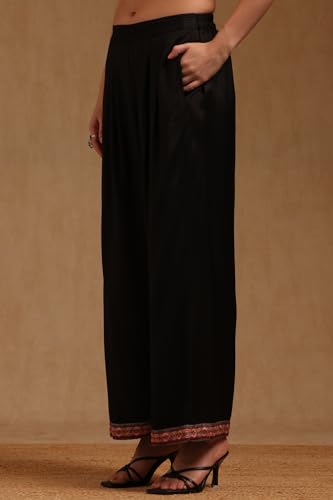 Soch Womens Black Georgette Ethnic Motifs Salwar Suit With Beads And Stones