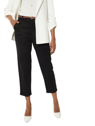 Women Solid Trousers with Braided Belt