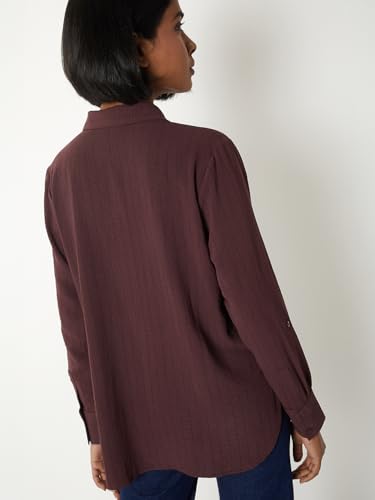 Max Women Striped Shirt (Maroon_XL)