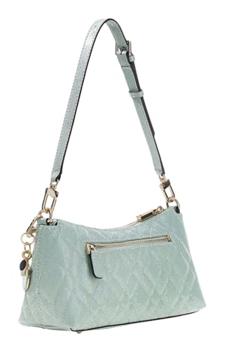Guess Light Sage Quilted Zipper Isemay Shoulder Bag