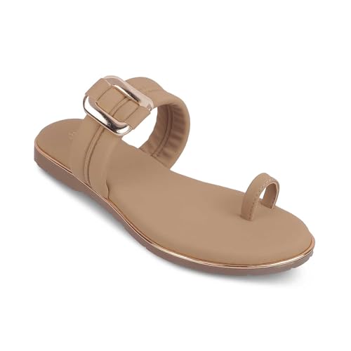 tresmode Perry Women's Flats Sandals Camel, 6 UK / 39 EU