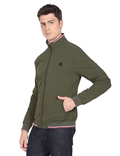 Arrow Men's Polyester Regular Jacket (ASAEJK4784_Olive_M)