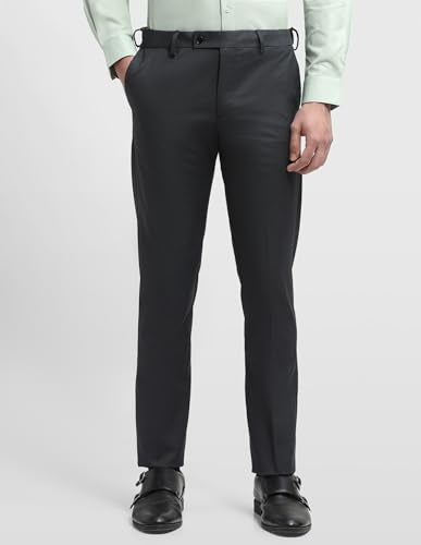 Arrow Men's Hudson Regular Fit Dobby Trousers (ARALTR2082_Dark Grey_34)