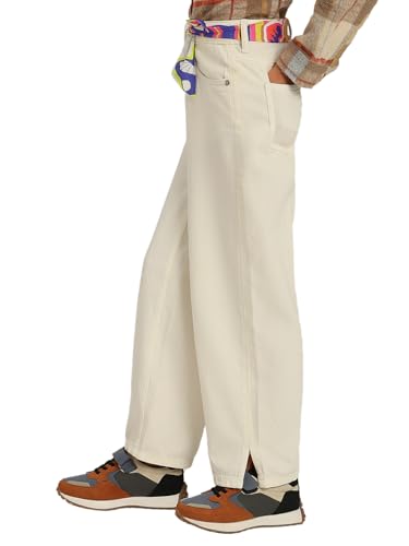 VERO MODA Girl's Solid Wide Leg High Rise White Jeans