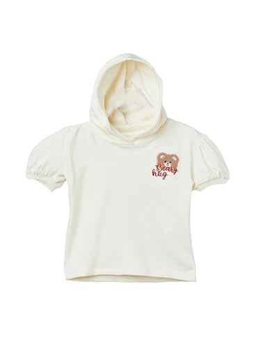 Max Girls Back Print Hooded T-Shirt (Off White_6-8 Y)