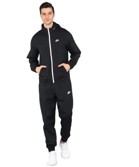 Nike Men's Cape Coat (DM6849-010_Black/White_L)