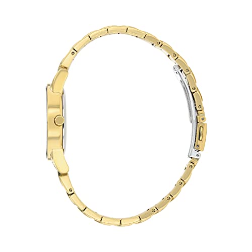 Citizen Stainless Steel Analog Black Dial Women Watch-Ga1052-55E, Gold Band