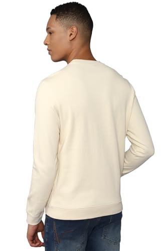 Allen Solly Men Cream Crew Neck Full Sleeves Casual Sweatshirt