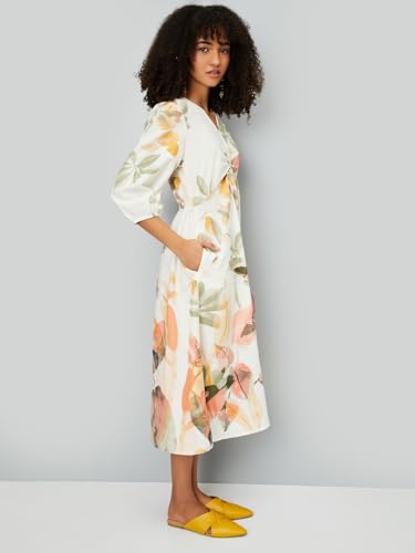 Max Kalki x Floral Print A-line Midi Dress(Multicolour_L)