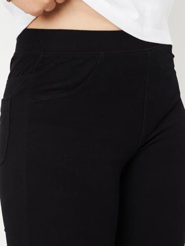 Max Girls Solid Slim Fit Trousers (Black_9-10 Y)