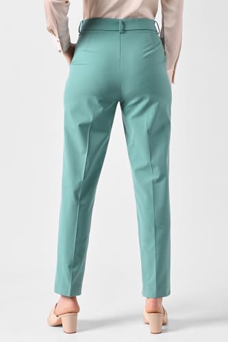 Women Aqua Solid Formal Trousers