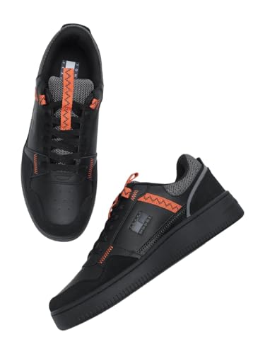 Colorblock Black Leather Sneakers