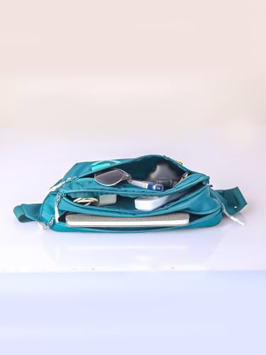 Wiki Sling Luggage Trolley Bag-33 cm(7.19L), Durable Polyester, No Lock, Premium Zippers, 360° 8 Silent Wheels, Carry On Trolley for Everyday Casual Travel, Green(SLD_Grn)