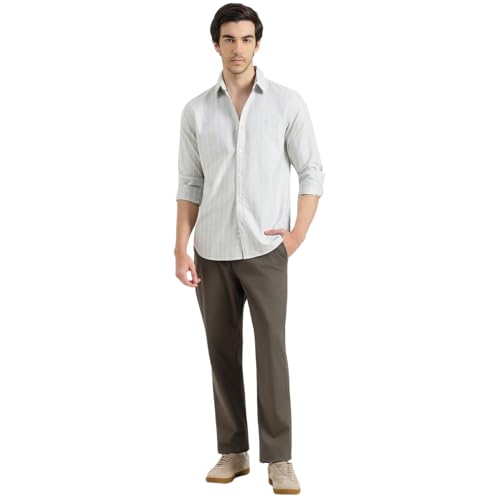 United Colors of Benetton Regular Fit Spread Collar Striped Shirt (Size : M) - 26P5ST140OXFI901 Grey