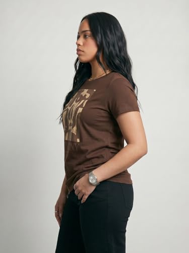 Max Women Embroidered T-Shirt (Brown_XL)