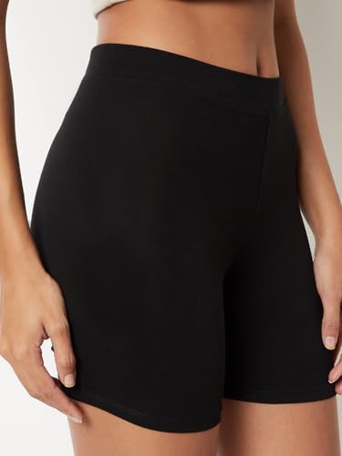 Max Women Solid Cycling Shorts (Black_XXL)