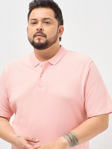 Urbano Plus Men's Dusty Pink Solid Regular Fit Half Sleeve Cotton Polo T-Shirt (pluspolosolp-01-dpink-4xl)