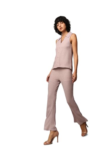 ONLY Women Textured Flared Casual Lavender Pants