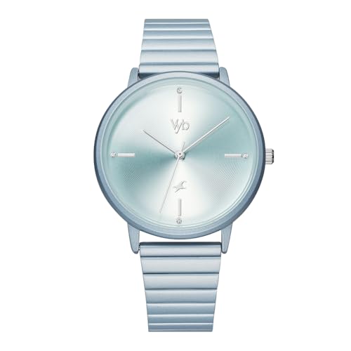 Fastrack Vyb Quartz Analog Light Blue Dial Stainless Steel Strap Watch for Women-FV60021KM03W