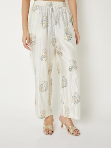 Max Women Printed Straight Kurta Set(White_L)