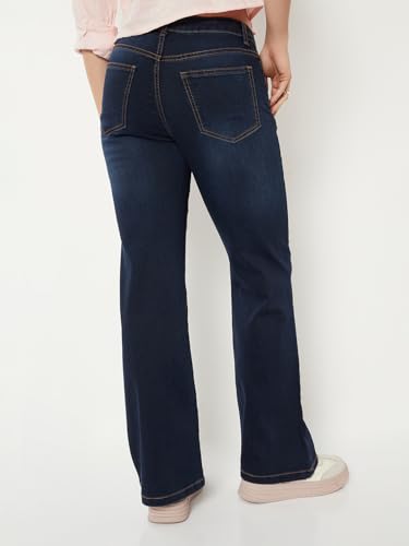 Max Women Whiskered Kick Flare Jeans (Blue_28)