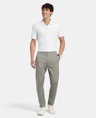 Jockey IM26 Men's Super Combed Cotton Rich Elastane Stretch Woven Fabric Slim Fit All Day Pants_Moon Mist_L