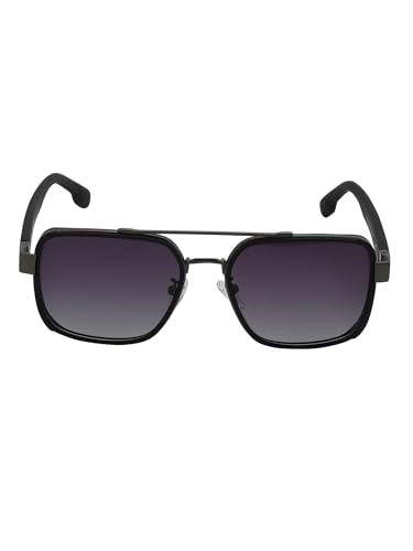 Carlton London Unisex Premium Metallic & Black Toned Grey UV with Polarized Lens Square Sunglass