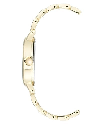 NINE WEST Women's Glitter Accented Dial Watch, NW/2402, Gold