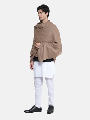 MUFFLY Men's Fine Wool Solid Shawl, Extra Soft Warm - Light Weight,Brown size-40 inch*80 inch