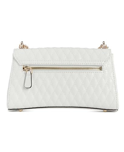 GUESS White Quilted Betula Convertible Flap Crossbody Bag