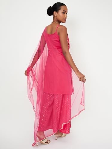 Max Women Embellished Straight Kurta Set,Pink,M