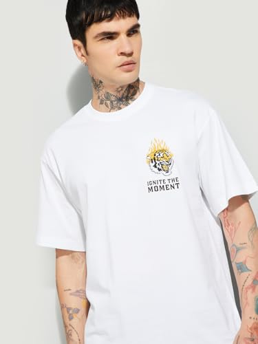 Max URB_N Men Printed Oversized T-Shirt(Off White_S)