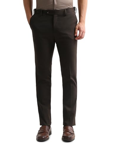 Arrow Men's Textured Regular Fit Trousers (ARAKTR2115_Brown_32)