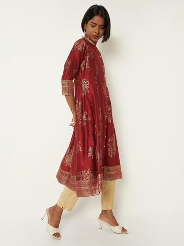 Max Women Floral Print Kalidar Kurta(Red_XL)