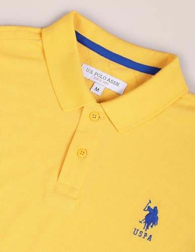 U.S. POLO ASSN. Men's Solid Slim Fit Polo Shirt (USTSHF0227_Yellow