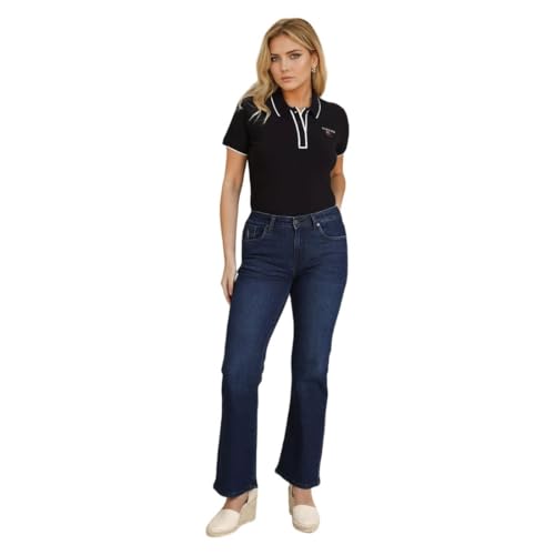 U.S. POLO ASSN. Women's Dark Wash Bootcut Jeans (UWSS23JN020_Blue_32), Mid Rise