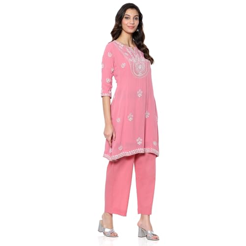 BIBA Women's Viscose Kurta Sets (SKDKALAKRITI9414SS24PNK_Pink