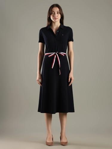 Cotton Polo Collar Midi Dress