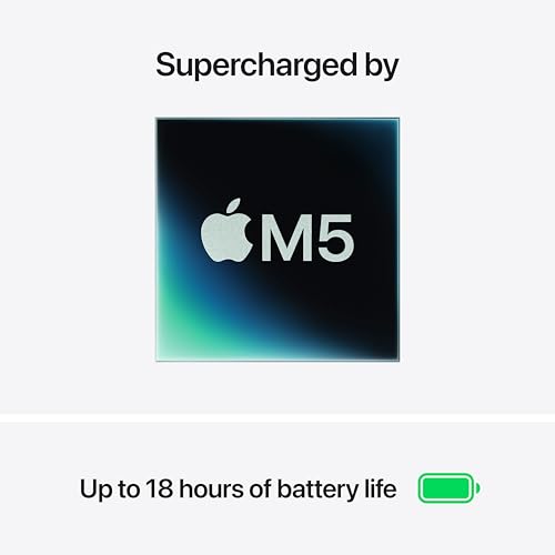 Apple 2026 MacBook Air 13″ Laptop with M5 chip: AI and Apple Intelligence, 34.46 cm (13.6″) Liquid Retina Display, 16GB Unified Memory, 512GB SSD Storage, 12MP Center Stage Camera, Touch ID; Midnight